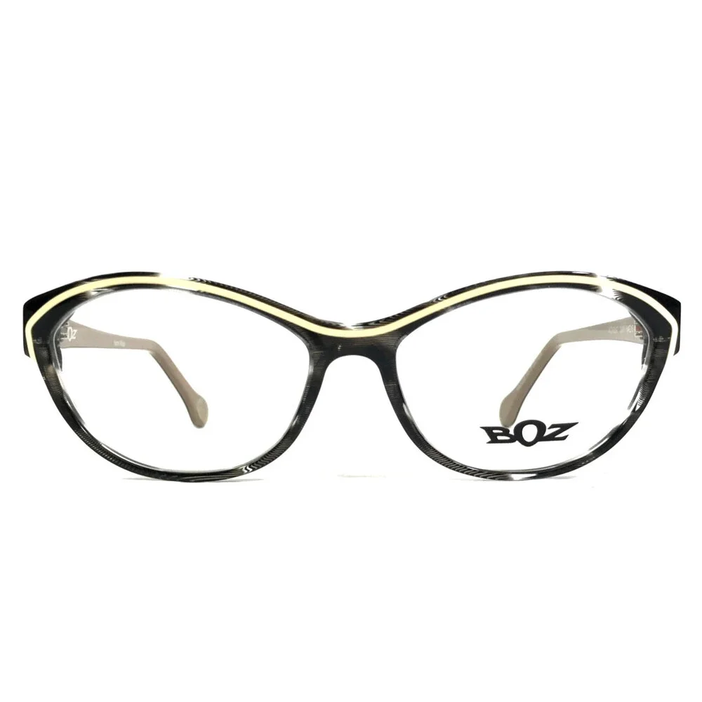 BOZ Eyeglasses Frames WOMBAT 0010 Black Grey White Striped Clear 54-15-140